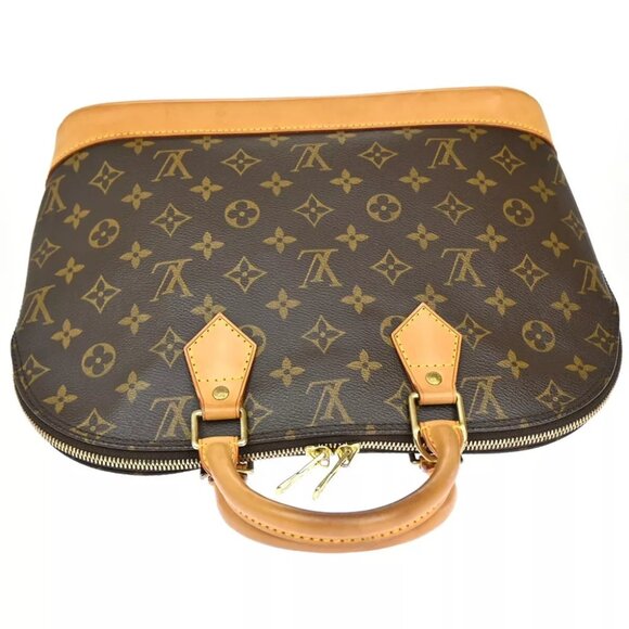 LOUIS VUITTON LV Logo Alma Hand Bag Monogram Leather Brown France M51130 79EA910 - Picture 5 of 15
